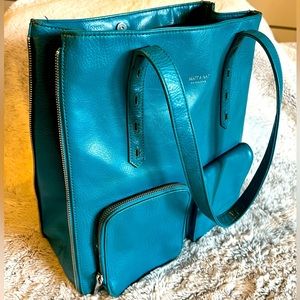 Brilliant Teal Matt & Nat Expandable Vegan Leather Bag